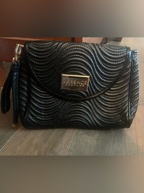 Versace Parfumes black clutch bag
